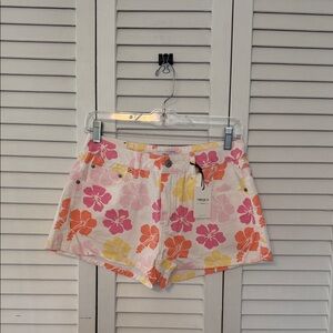 Forever 21 Floral High Waist Shorts - Pink, Orange, White